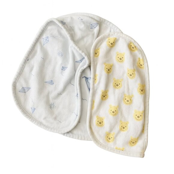None Other - Soft Blue & White Burp Rags – Nautical & Bear Print – One Size Baby Essential